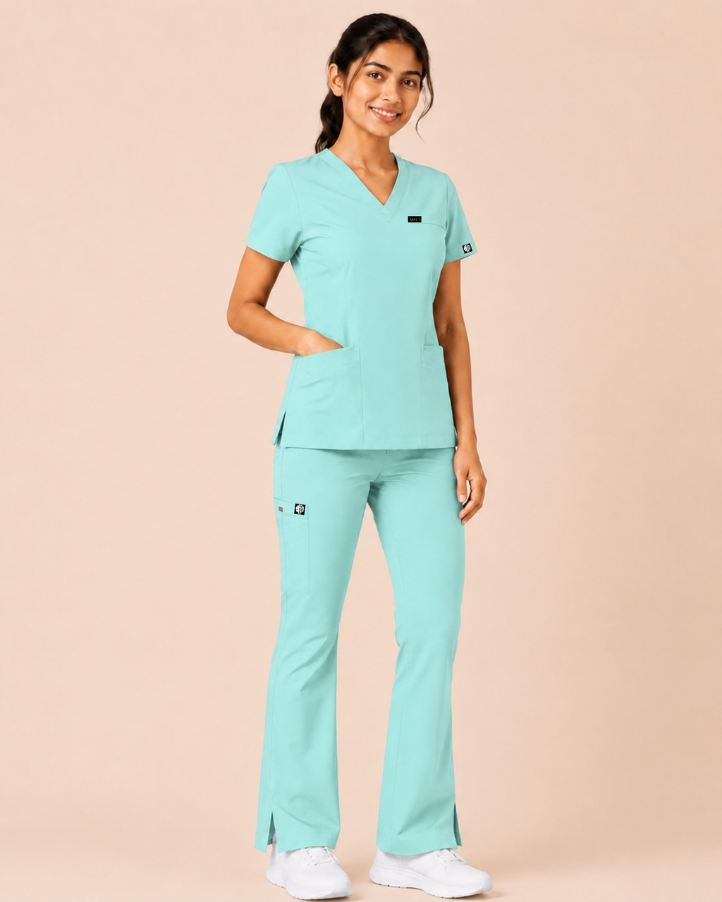 Mint Green Butter Luxe 4 way stretch Women's Flare Scrub Pants