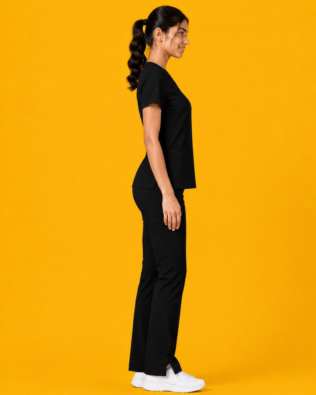 Women's Black Butter Luxe 4 way stretch Scrub Top