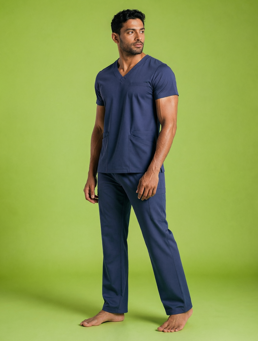 DrMyelin Navy Butter Luxe 4 way stretch Scrub Set - Men's