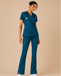 Teal Butter Luxe 4 way stretch Women's Flare Scrub Pants