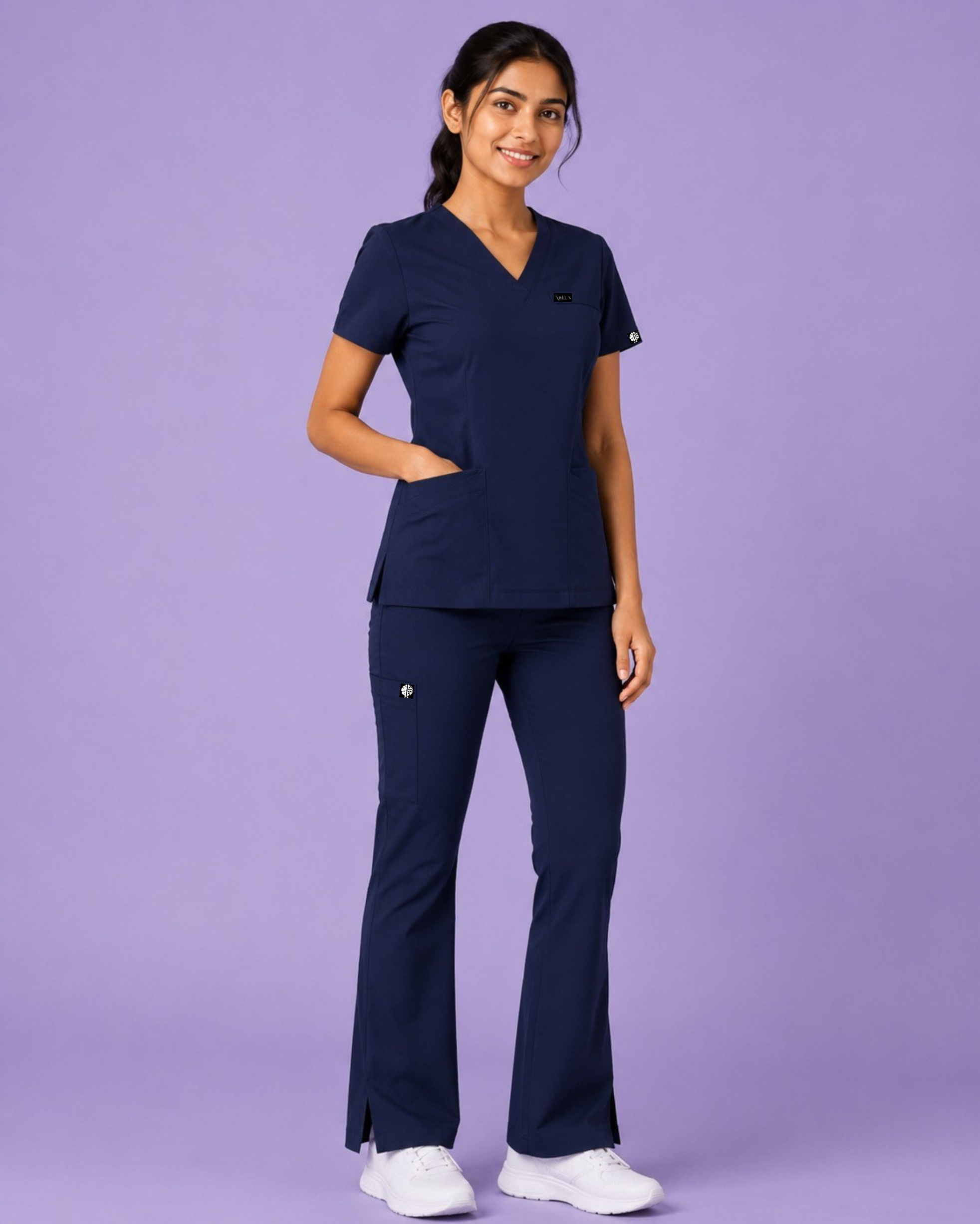 Navy Blue Butter Luxe 4 way stretch Scrub Set – Women