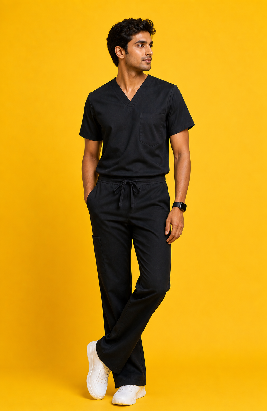 DrMyelin Men's Daily Drift Black Cotton Scrub Set