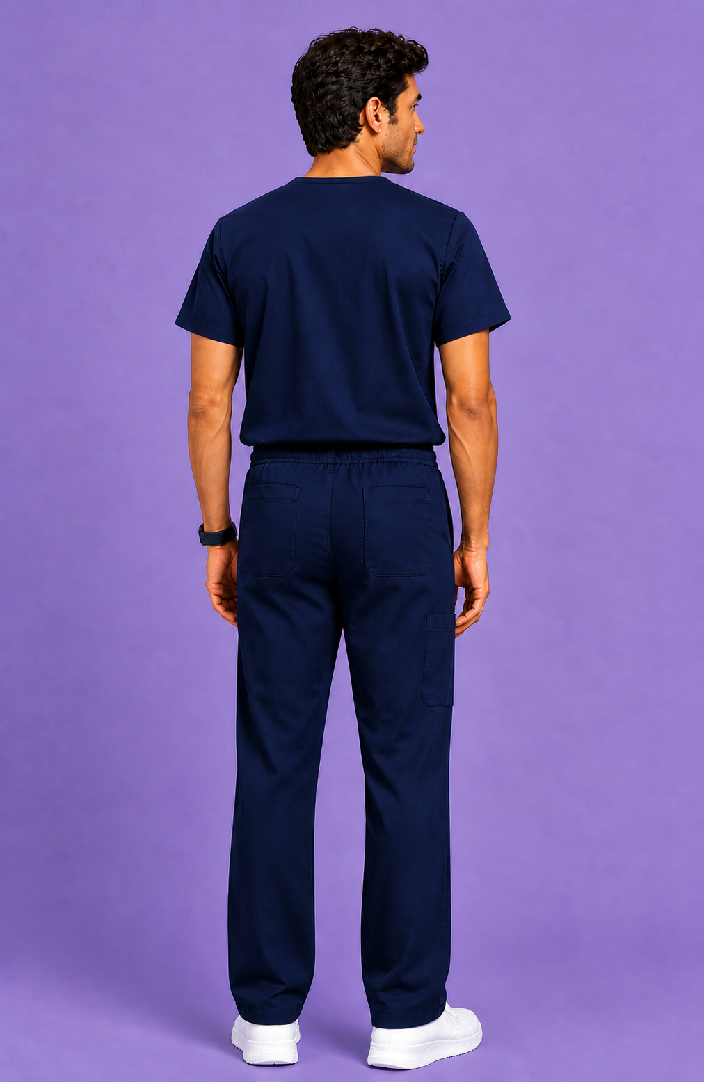 DrMyelin Men's Daily Drift Navy Blue Cotton Scrub Set