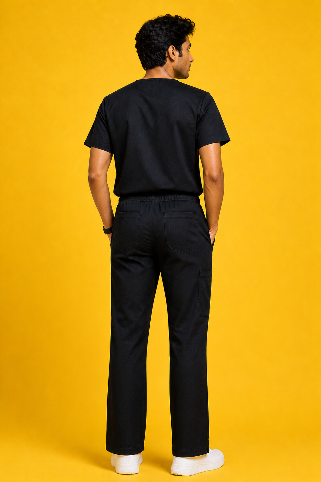 DrMyelin Men's Daily Drift Black Cotton Scrub Set
