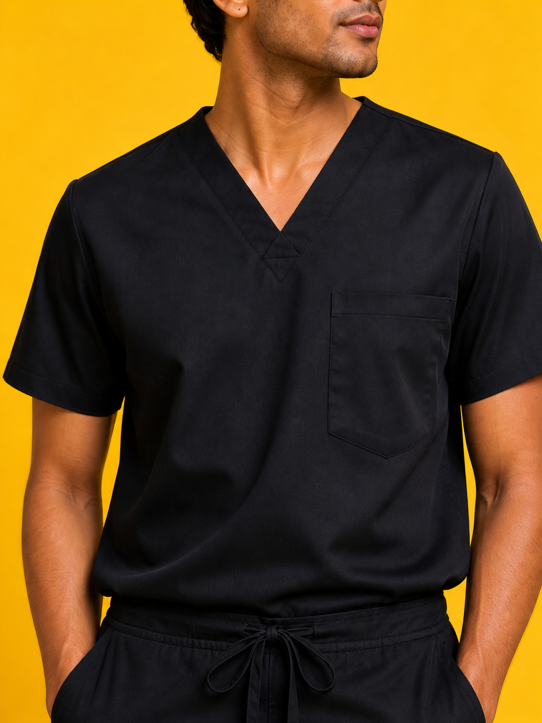 DrMyelin Men's Daily Drift Black Cotton Scrub Set