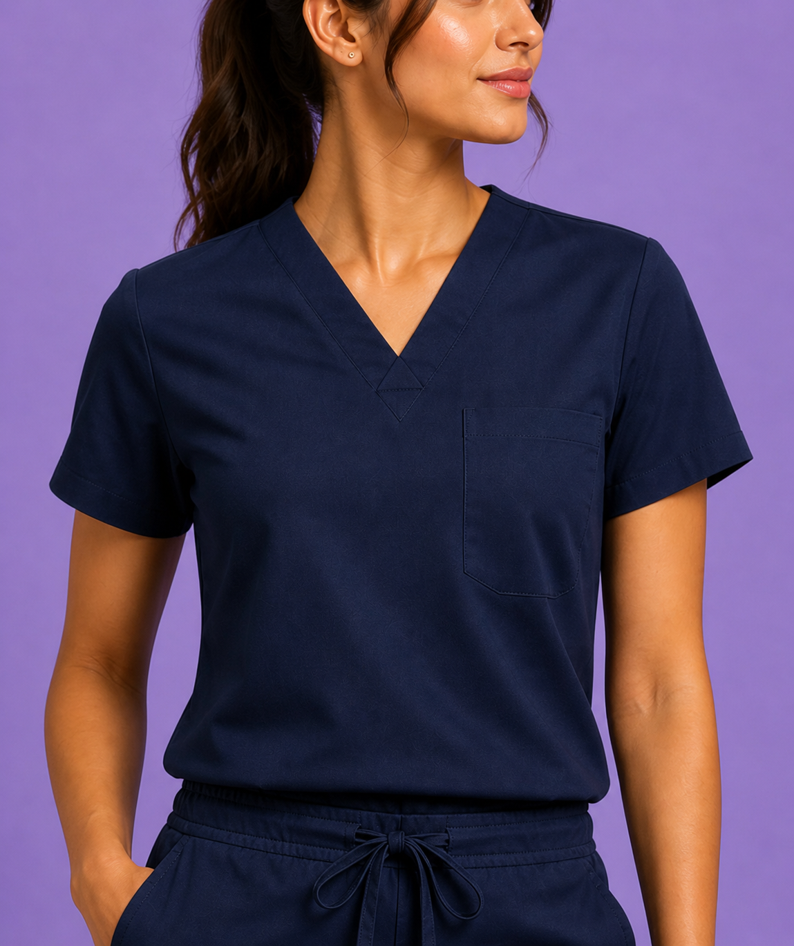 DrMyelin Women's Daily Drift Navy Blue Cotton Scrub Set