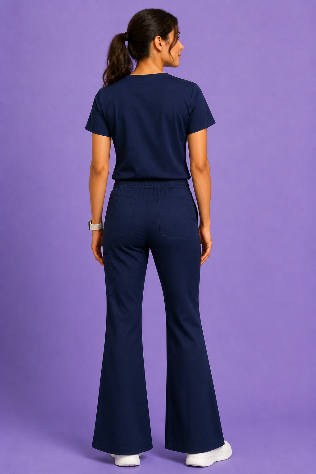 DrMyelin Women's Daily Drift Navy Blue Cotton Scrub Set