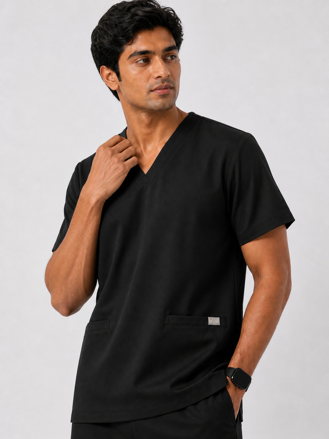 Men's Everyday Flex 2-Way Stretch Black Scrub Set