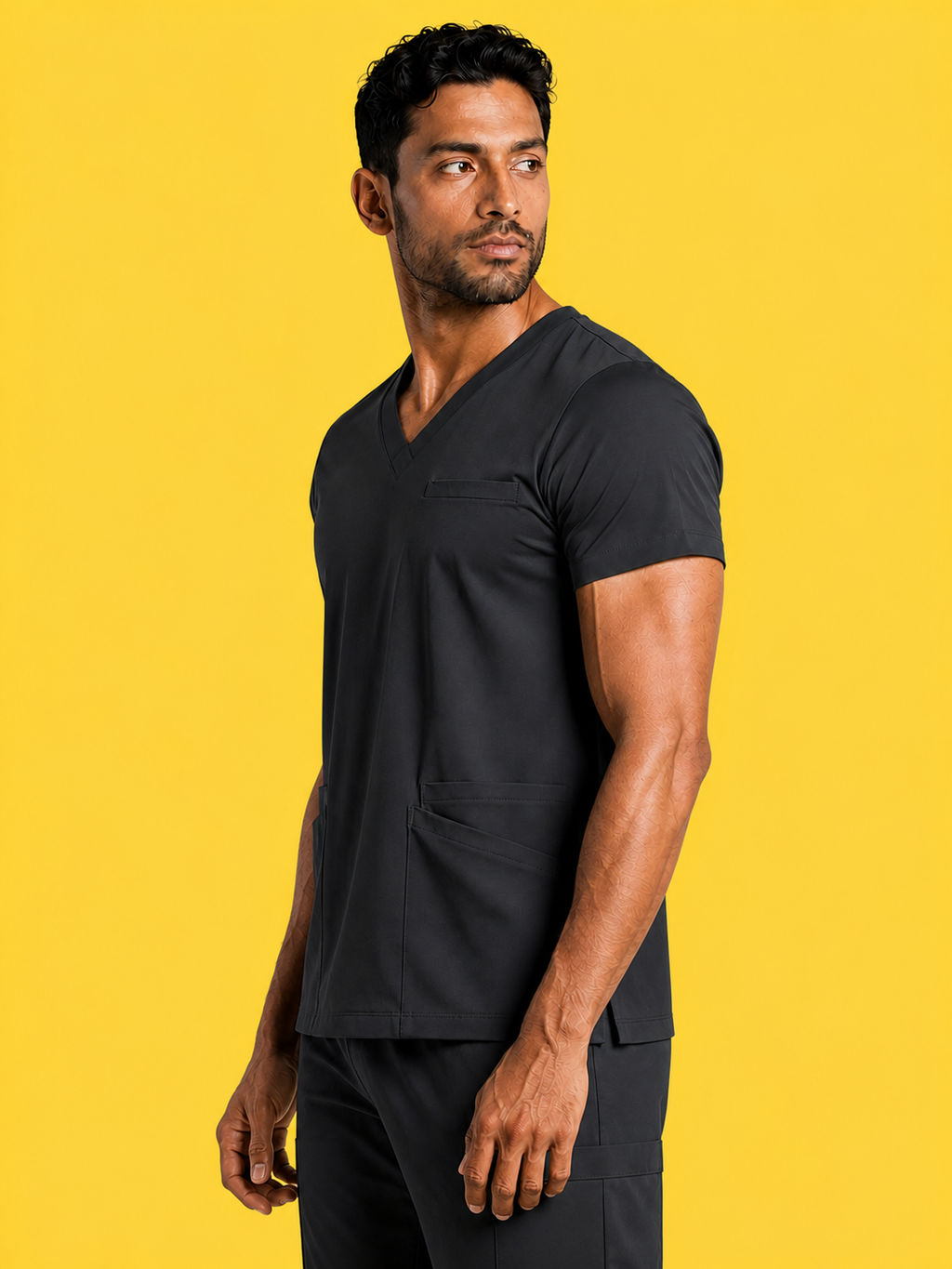 Men Butter Luxe 4 way stretch Black Scrub Top