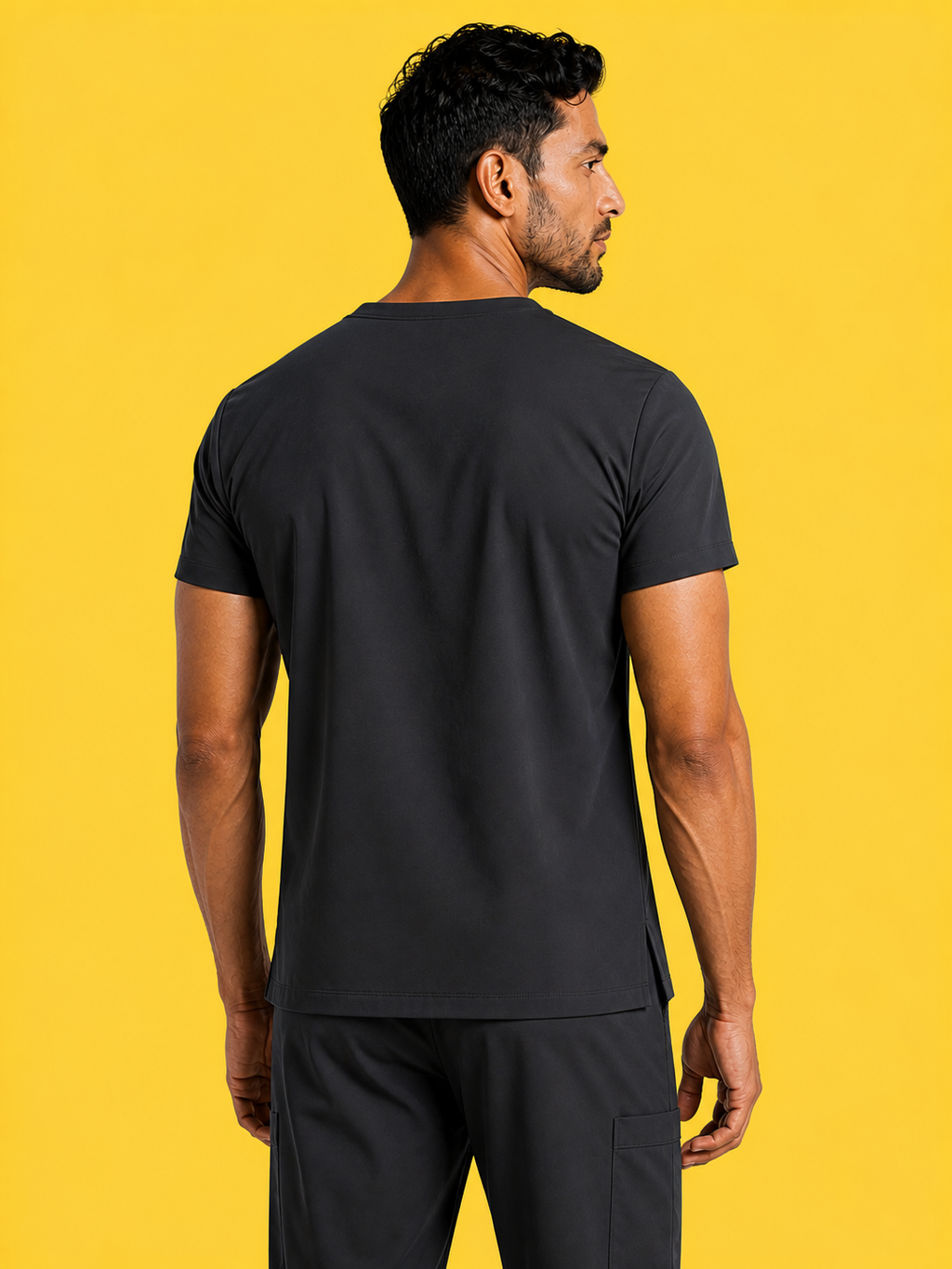 Men Butter Luxe 4 way stretch Black Scrub Top