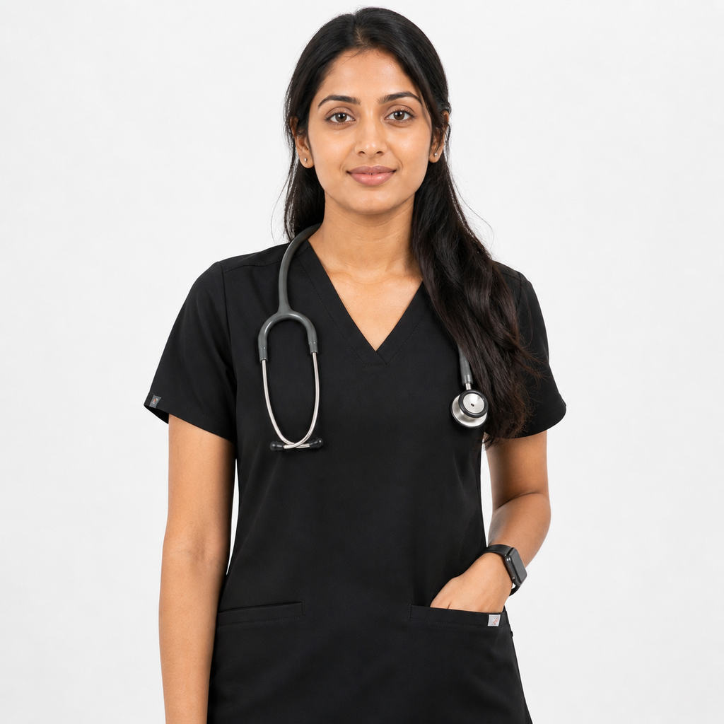 Women's Everyday Flex 2-Way Stretch Black Scrub Set