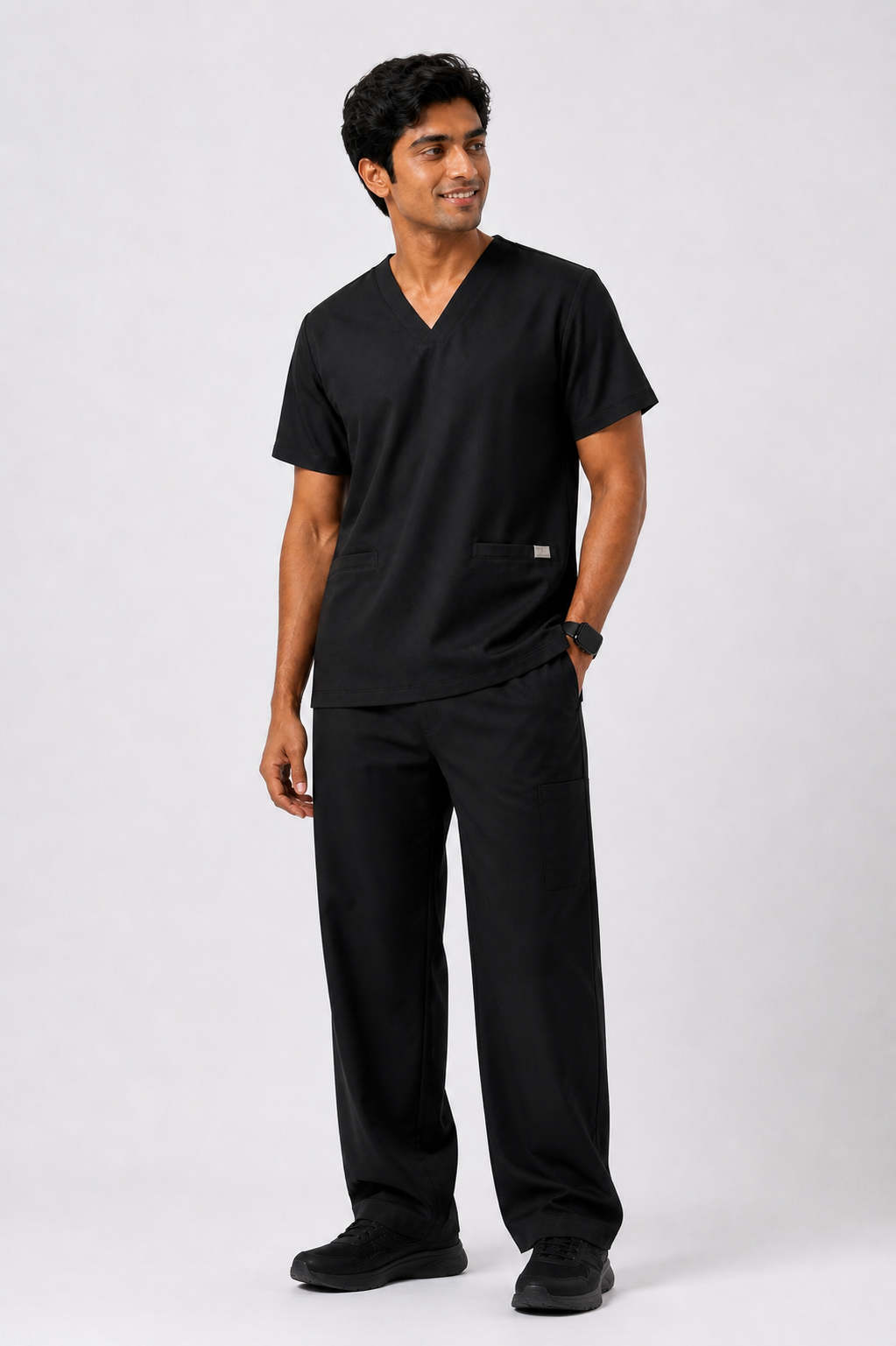Men's Everyday Flex 2-Way Stretch Black Scrub Set