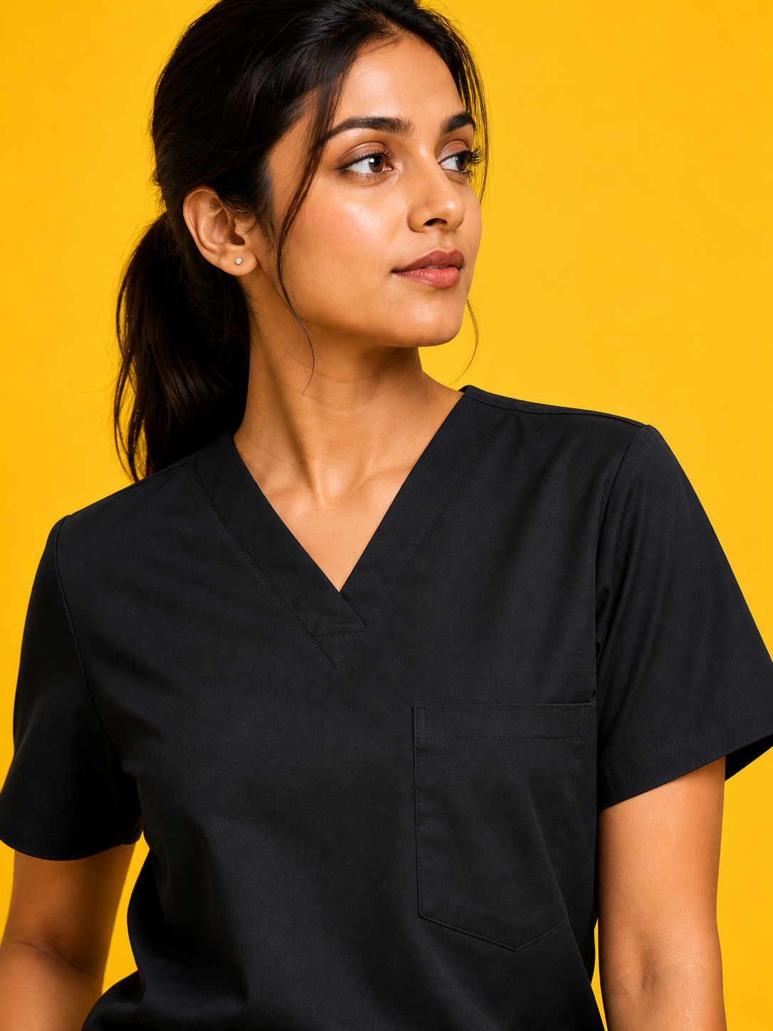 DrMyelin Women's Daily Drift Black Cotton Scrub Set