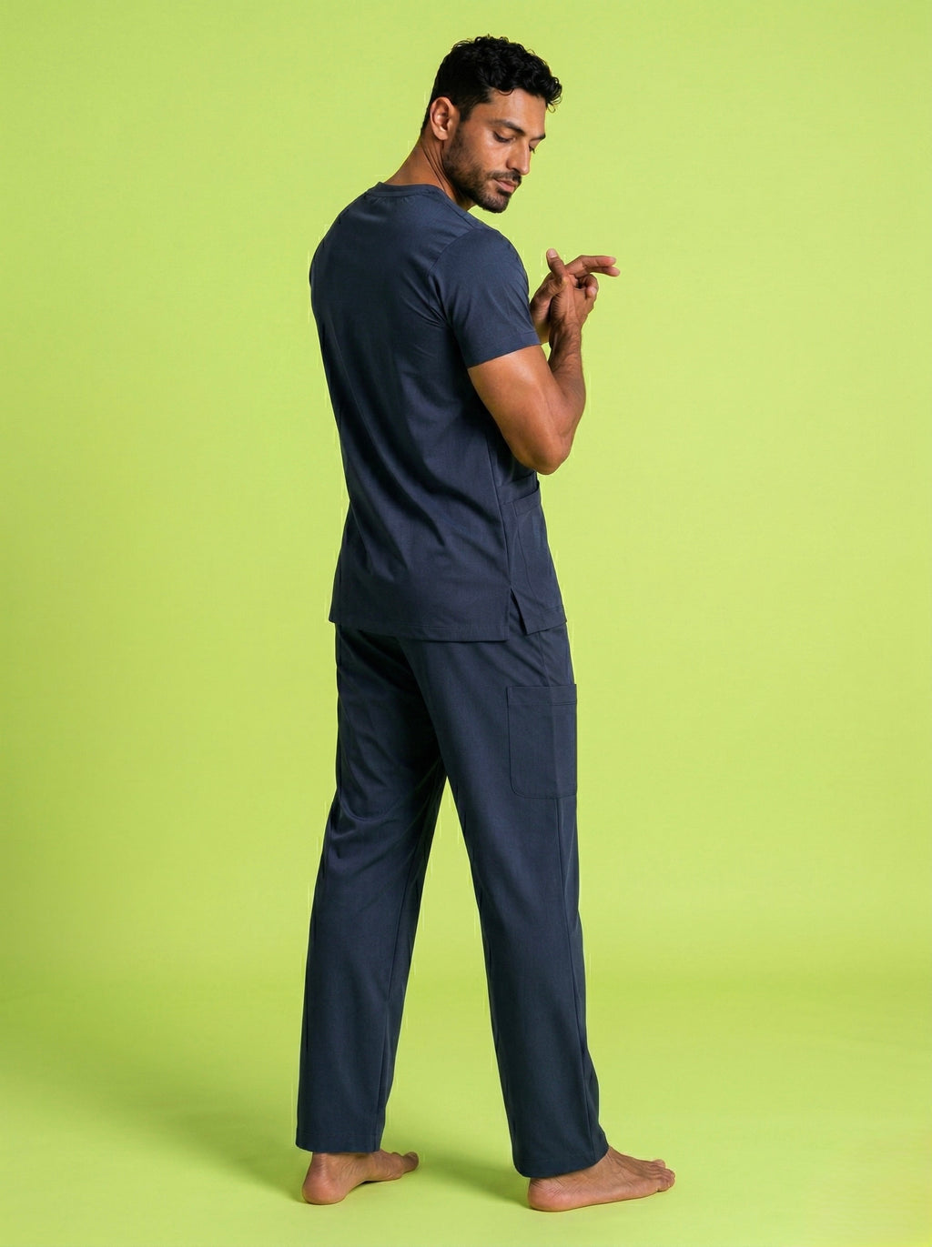 DrMyelin Navy Butter Luxe 4 way stretch Scrub Set - Men's