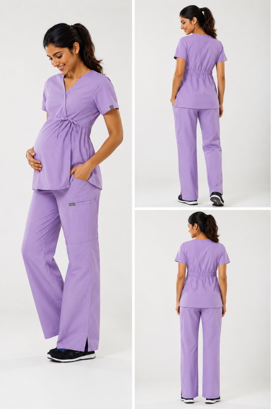 Lavender Women's Maternity Soft Scrub Set