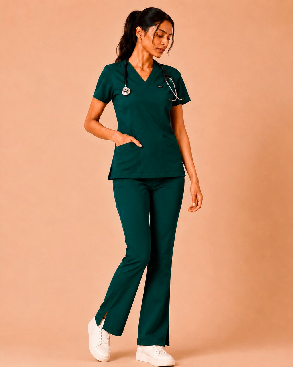 Bold Green Butter Luxe Scrub Set – Women – Side View