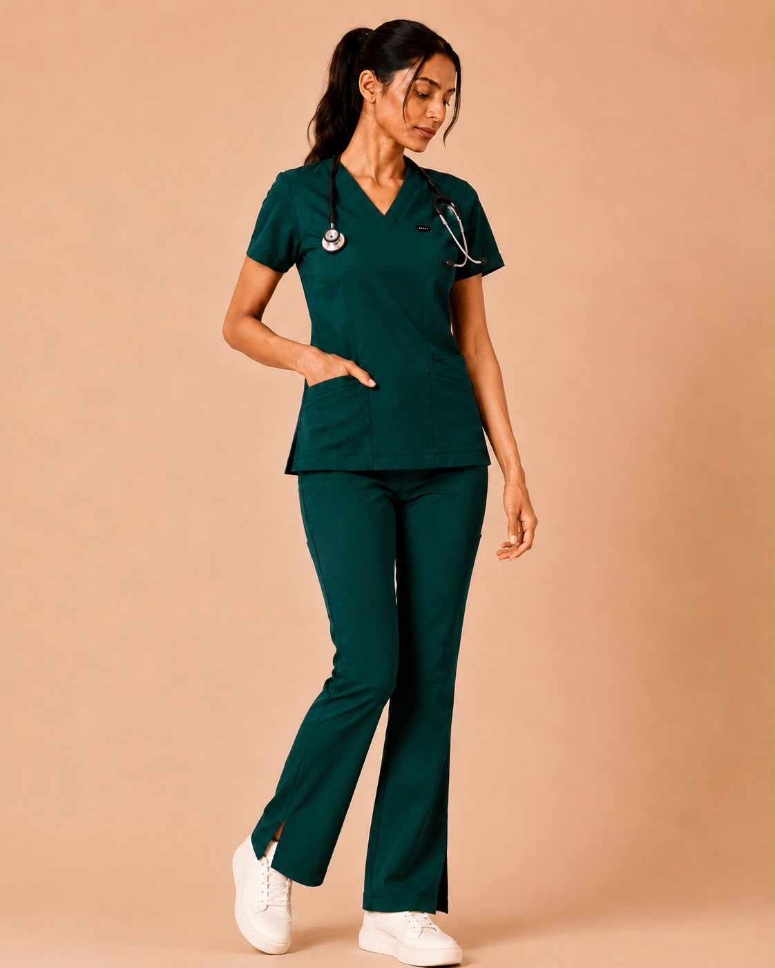 Bold Green Butter Luxe Scrub Set – Women – Side View