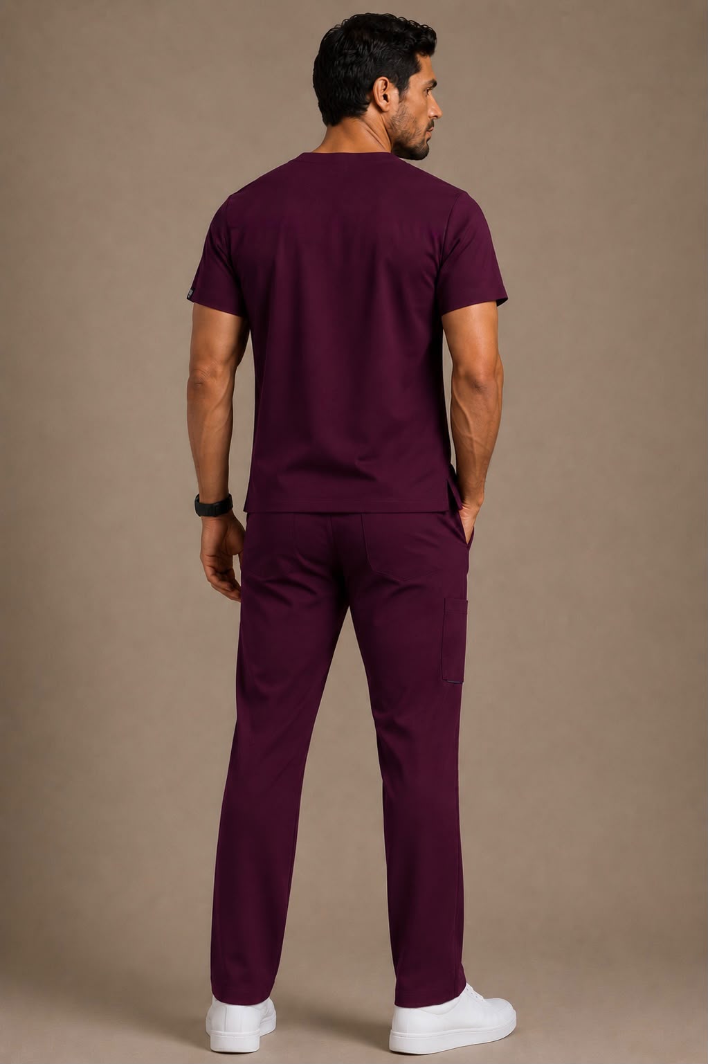 DrMyelin Wine Butter Luxe Scrub Set Men's - Front View
