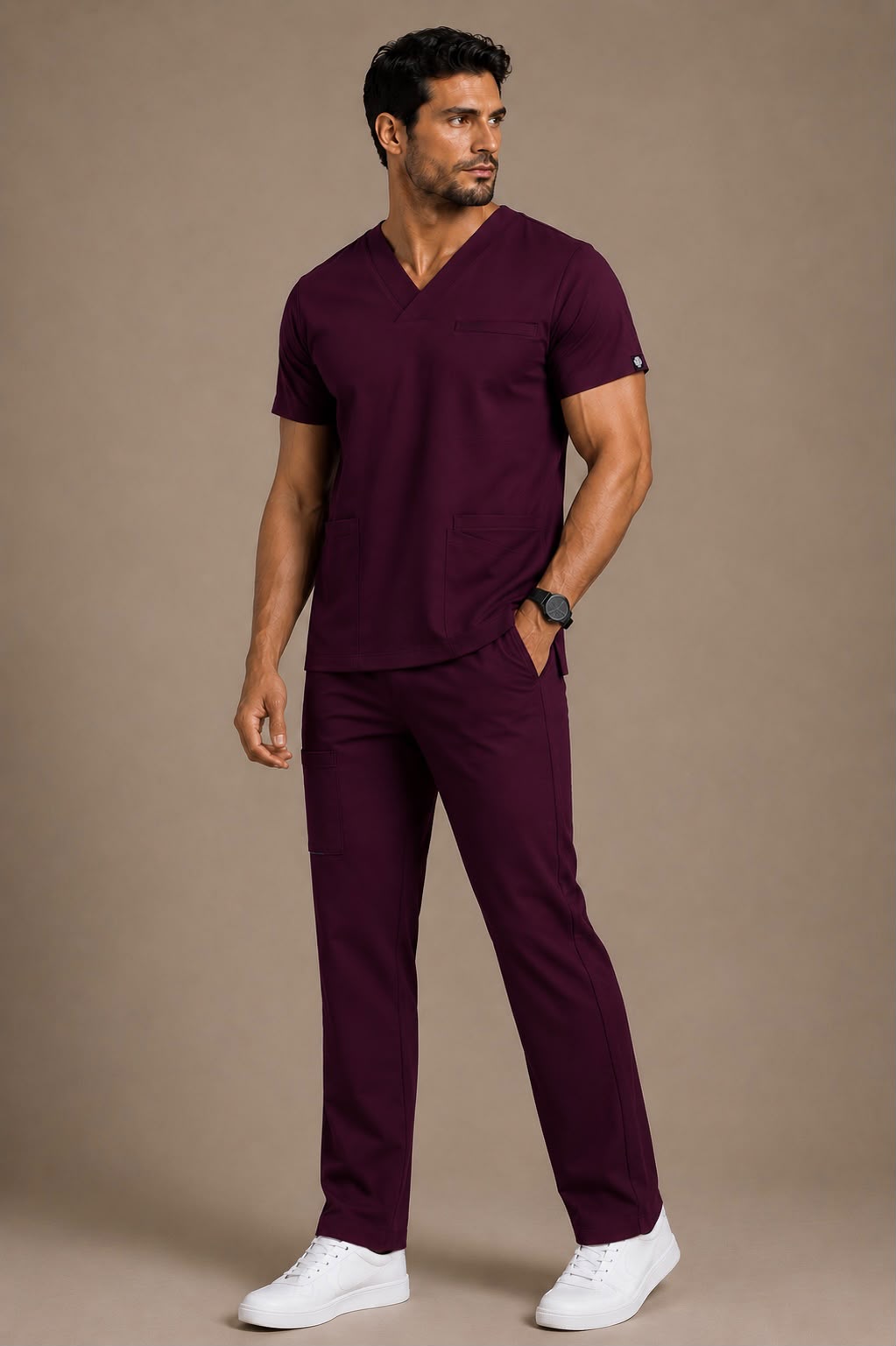 DrMyelin Wine Butter Luxe Scrub Set Men's - Back View