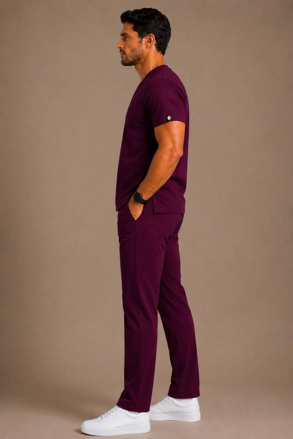 DrMyelin Wine Butter Luxe Scrub Set Men's - Side View